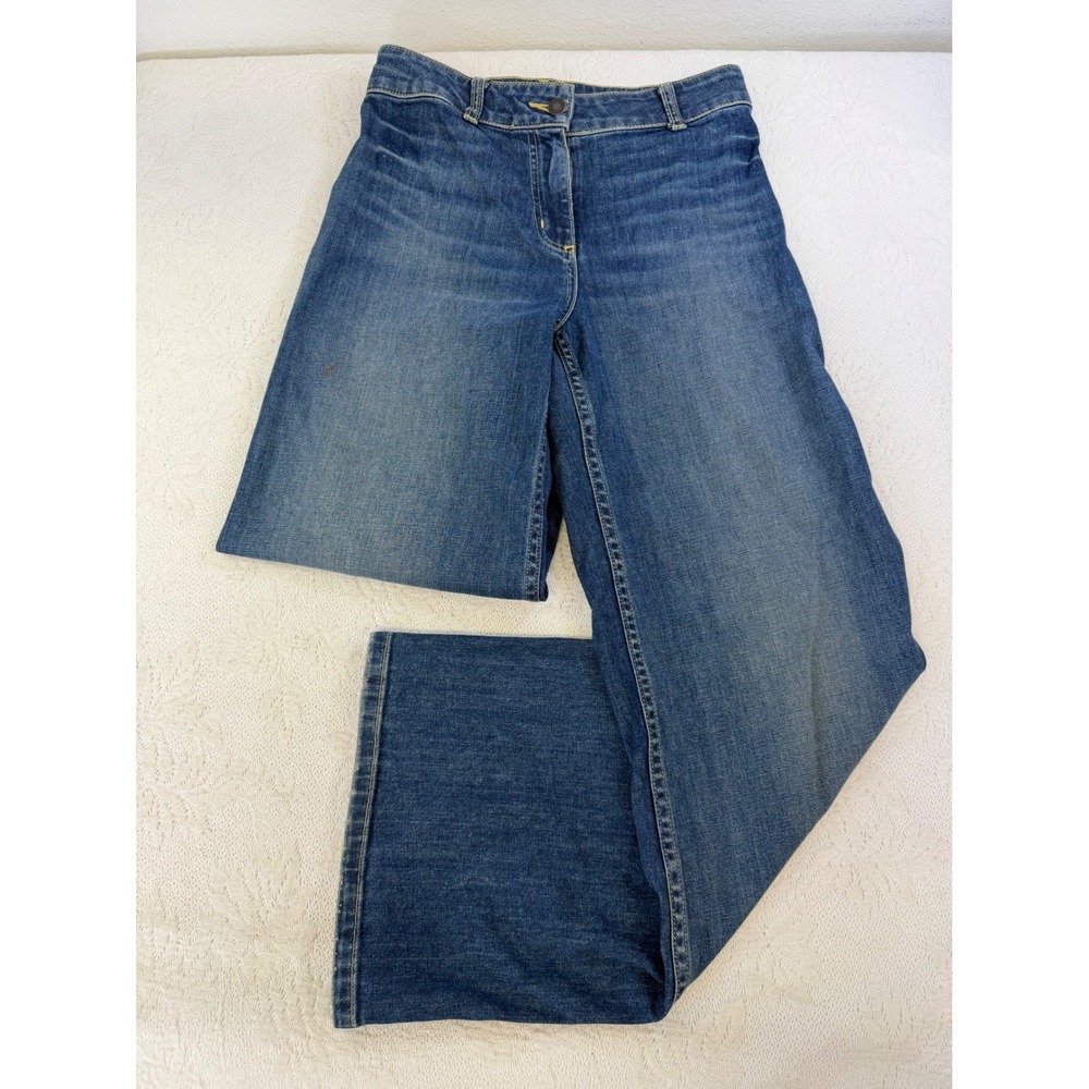 Nili Lotan Megan Wide Leg Jeans Classic Wash Blue Denim 10991W45 Size 25
